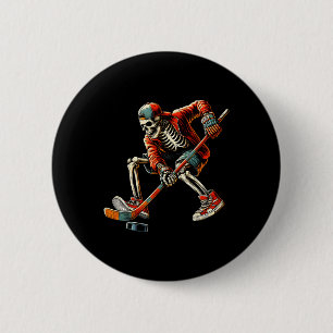 Skeleton Ice Hockey Player Cool Halloween Costume  6 Cm Round Badge