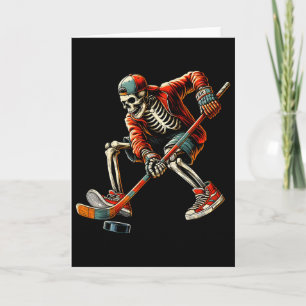 Skeleton Ice Hockey Player Cool Halloween Costume Card