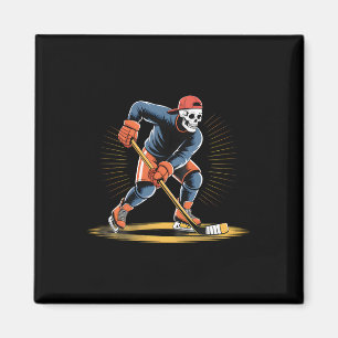 Skeleton Ice Hockey Player Funny Skater Design Magnet