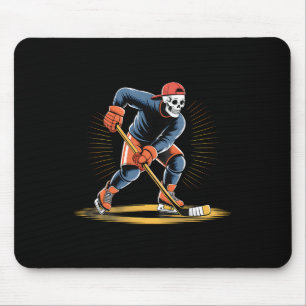 Skeleton Ice Hockey Player Funny Skater Design Mouse Pad