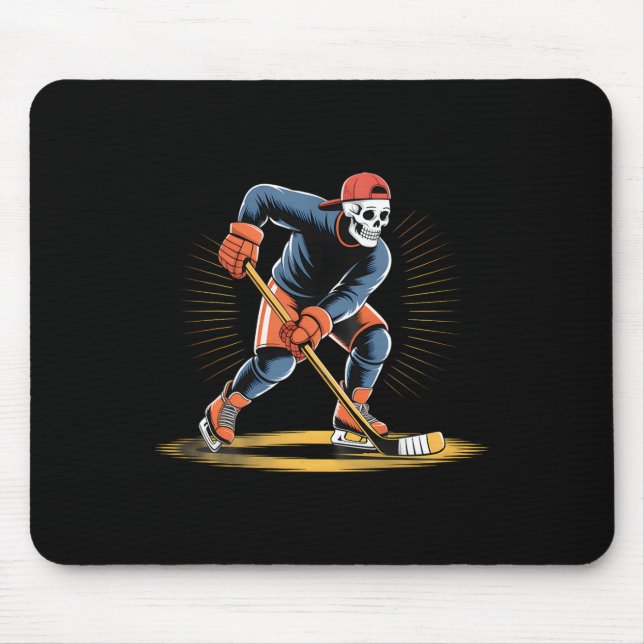 Skeleton Ice Hockey Player Funny Skater Design  Mouse Pad (Front)