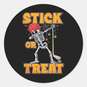 Skeleton Ice Hockey Player Halloween Costume Boys  Classic Round Sticker