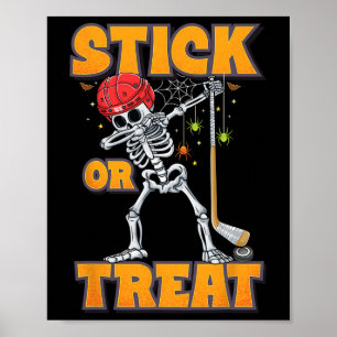 Skeleton Ice Hockey Player Halloween Costume Boys  Poster