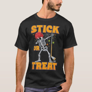 Skeleton Ice Hockey Player Halloween Costume Boys  T-Shirt
