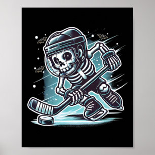 Skeleton Ice Hockey Player Halloween Costume Mens Poster