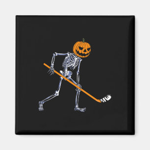 Skeleton Ice Hockey Pumpkin Halloween Costume Men Magnet