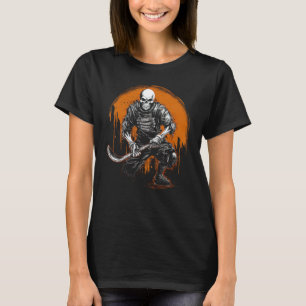 Skeleton Ice Hockey T ee Halloween Funny Skull Gif T-Shirt