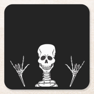 Skeleton ILY paper coasters