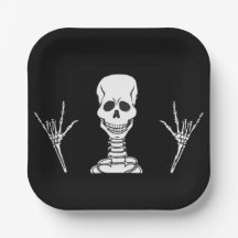 Skeleton ILY square party plates