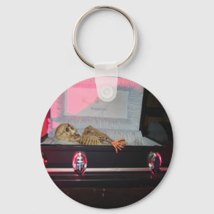 skeleton in coffin key ring