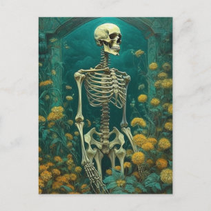 Skeleton in the Flowers Postcard
