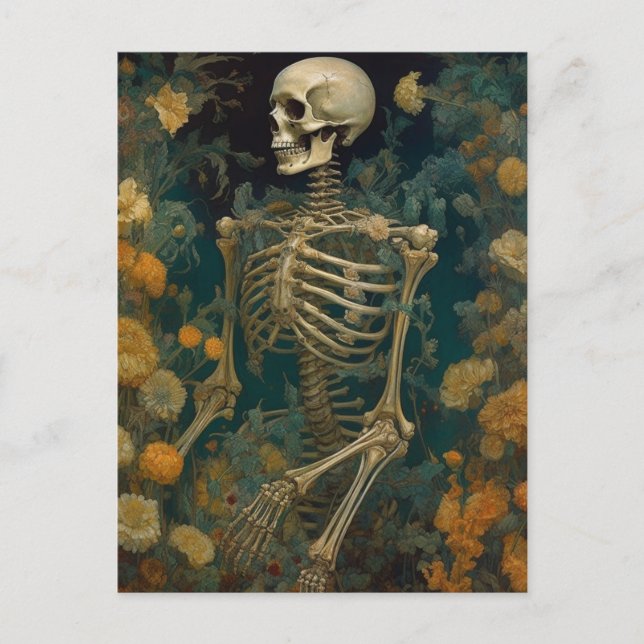 Skeleton in the Flowers Postcard (Front)