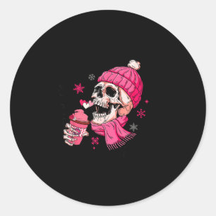 Skeleton It's Cold Outside Like My Heart Valentine Classic Round Sticker
