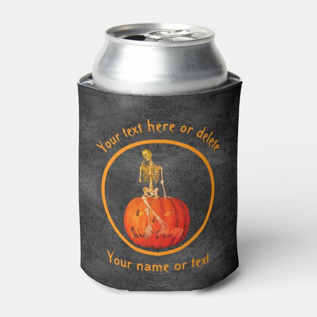 Skeleton Jack- O'-Lantern Personalised  Can Cooler (Can Front)