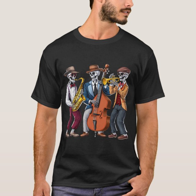 Skeleton Jazz Musicians T-Shirt (Front)