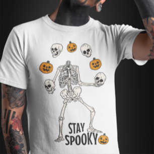 Skeleton Joggling His Skull and Pumpkin T-Shirt