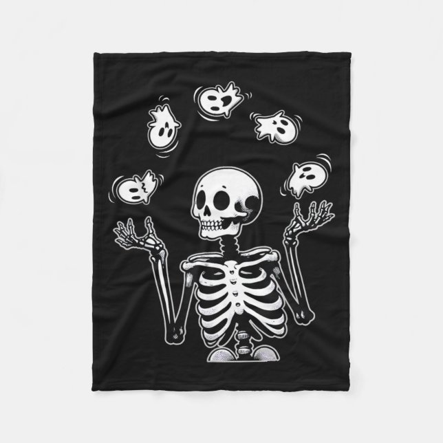 Skeleton Juggling Ghosts Funny Halloween Costume Fleece Blanket (Front)