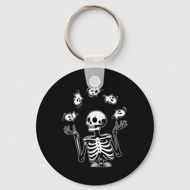 Skeleton Juggling Ghosts Funny Halloween Costume  Key Ring (Front)
