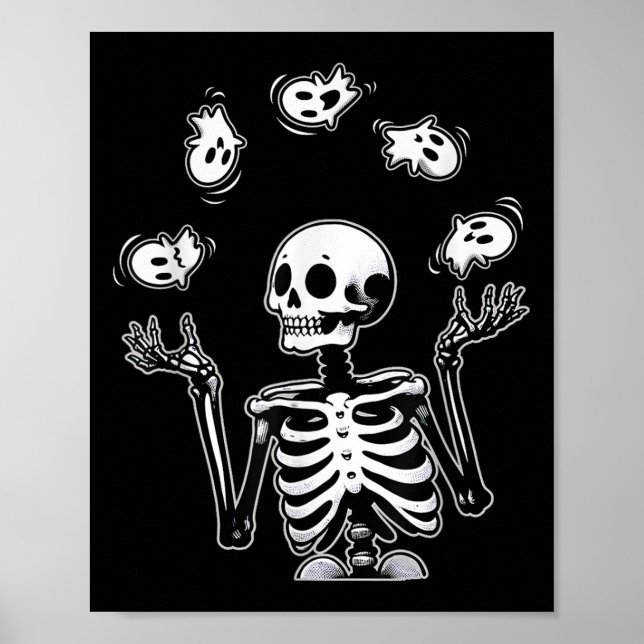 Skeleton Juggling Ghosts Funny Halloween Costume  Poster (Front)