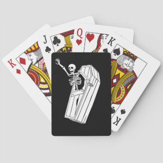 Skeleton Jumping out of Casket Surprise on Playing Cards