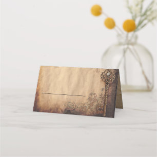 Skeleton Key Antique Gothic Wedding Place Card