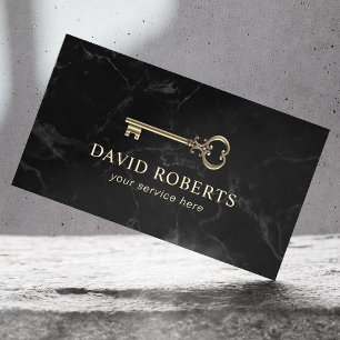 Skeleton Key Real Estate Realtor Marble Business Card