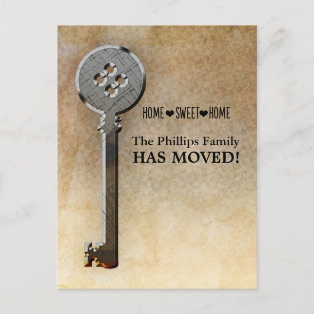 Skeleton Key-We Have Moved New Home Announcement Postcard (Front)