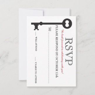 Skeleton Key Wedding RSVP Card
