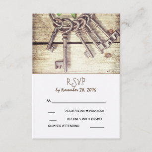 Skeleton Keys Rustic Country Wedding RSVP Card