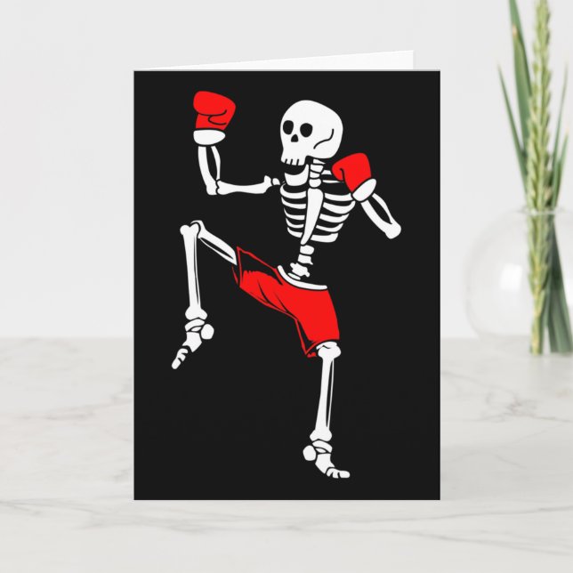 Skeleton Kickboxing Fighter Muay Thai  Card (Front)
