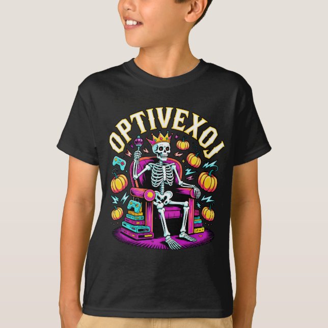  Skeleton King of Games | Retro Halloween  T-Shirt (Front)
