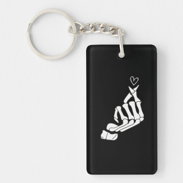 Skeleton Korean Heart For Kpop Fans Key Ring (Front)