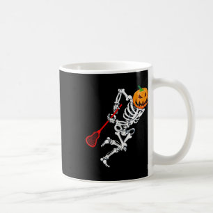 Skeleton Lacrosse Halloween Pumpkin Coffee Mug
