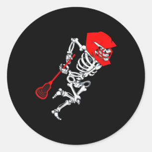 Skeleton Lacrosse Shirt Halloween  Classic Round Sticker