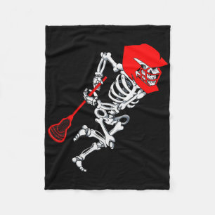 Skeleton Lacrosse Shirt Halloween Fleece Blanket