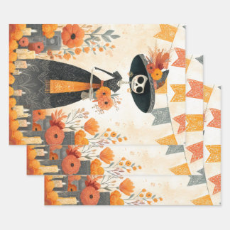 Skeleton Lady La Catrina Day of the Dead  Wrapping Paper Sheet