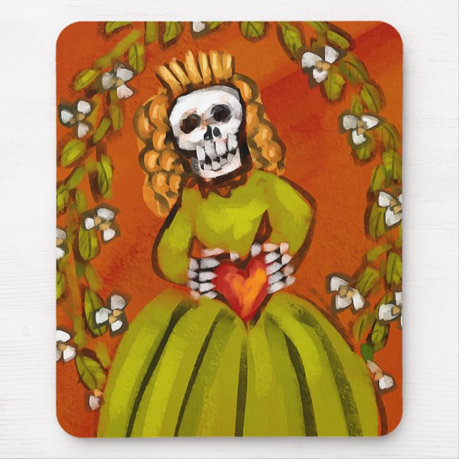Skeleton Lady With Heart Mouse Pad (Front)