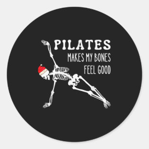Skeleton Lates Makes My Bones Feel Good Meditation Classic Round Sticker