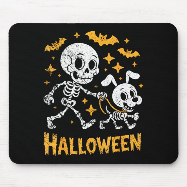 Skeleton Leads Dog Funny Skull Pet For Halloween C Mouse Pad (Front)