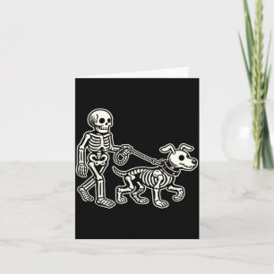 Skeleton Leads Dog Funny Skull Pet for Halloween Card