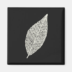 Skeleton Leaf line art black and natural Magnet