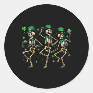 Skeleton Leperchaun Funny Skeleton Dancing St Patr Classic Round Sticker