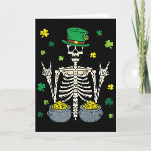 Skeleton Leprechaun St Patricks Day Shamrock Clove Card