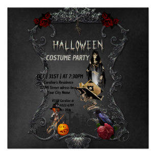 Skeleton little witch and crow poster