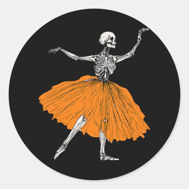Skeleton Llerina Dance Tutu Spooky Llet Dancer Hal Classic Round Sticker (Front)