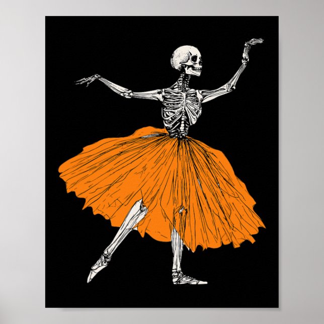 Skeleton Llerina Dance Tutu Spooky Llet Dancer Hal Poster (Front)