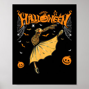 Skeleton Llerinas Llet Dance Cute Halloween Costum Poster