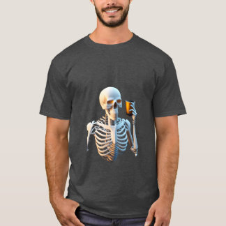 Skeleton looking at a cup of coffee cool design gi T-Shirt
