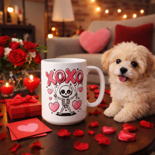 Skeleton Love Balloons with XOXO Coffee Mug