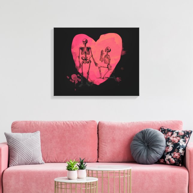 Skeleton Love Canvas Print (Insitu(LivingRoom))